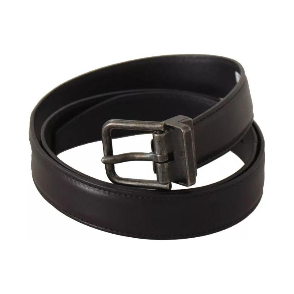 Dolce & Gabbana Black Calf Leather Antique Buckle Men Belt BEL8686-100