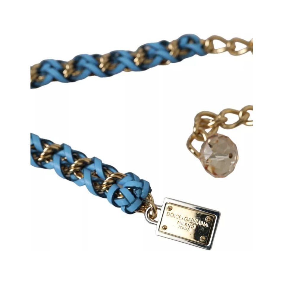 Dolce & Gabbana Blue Braided Gold Brass Chain Waist Belt Dolce & Gabbana Dark Slate Gray