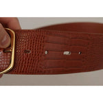 Dolce & Gabbana Brown Wide Waist Design Leather Gold Metal Buckle Belt WMB123 -75