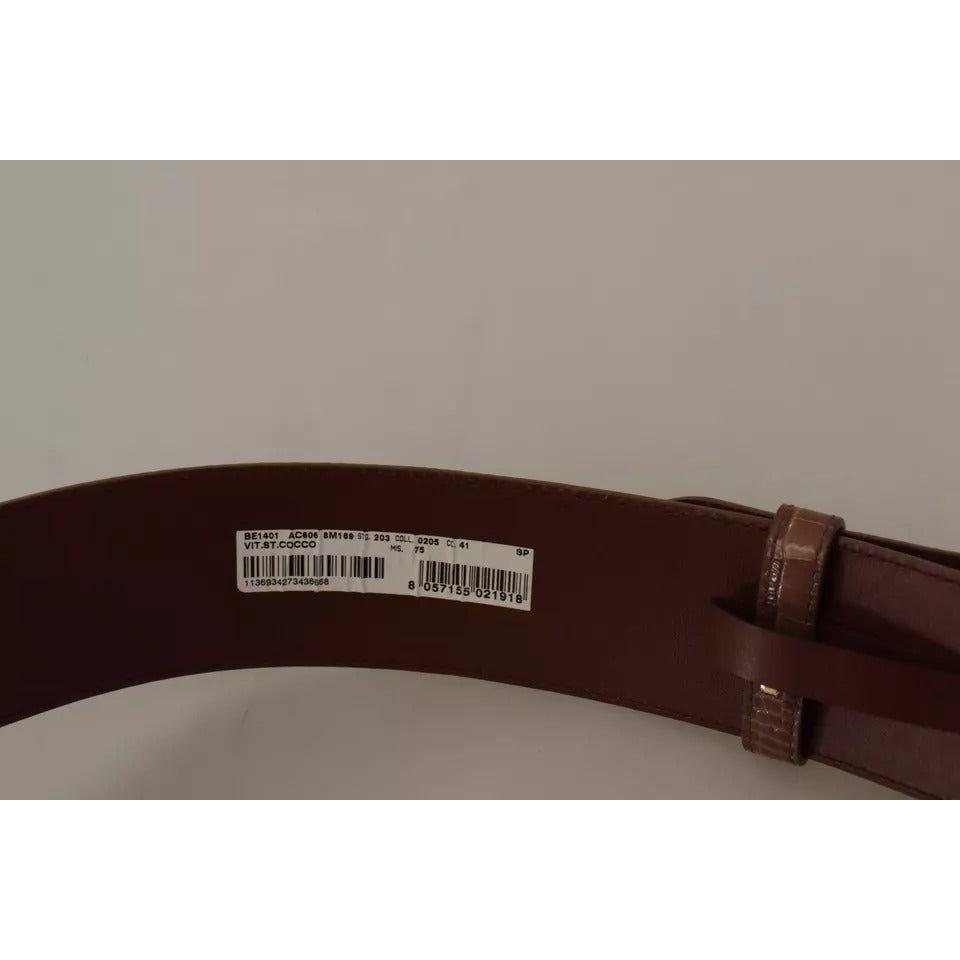 Dolce & Gabbana Brown Wide Waist Leather Gold Oval Metal Buckle Belt Dolce & Gabbana Rosy Brown