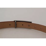 Dolce & Gabbana Brown Leather Gold Engraved Metal Buckle Belt BEL8926-90