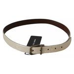 Dolce & Gabbana Cream Beige Gold Buckle Waist Leather Belt BEL60629-100