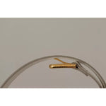 Dolce & Gabbana White Leather Gold Logo Engraved Metal Buckle Belt BEL8707-65