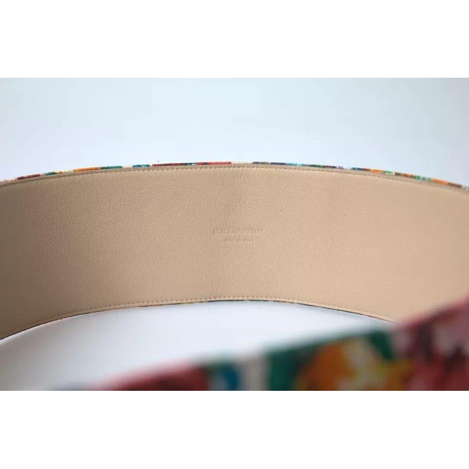 Dolce & Gabbana Multicolor Carretto Fabric Wide Waist Belt Dolce & Gabbana Rosy Brown
