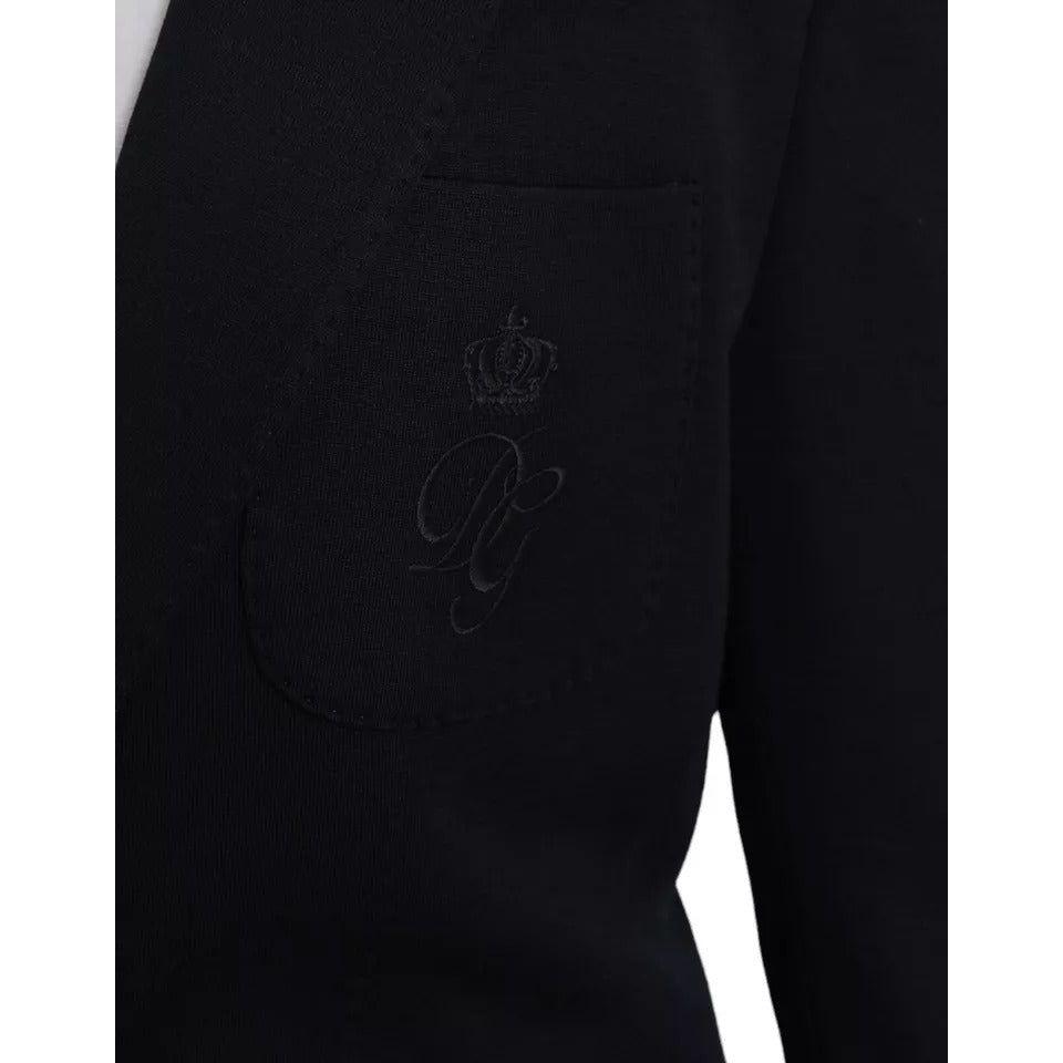 Dolce & Gabbana Blue Wool Notch Single Breasted Coat Blazer Dolce & Gabbana Black