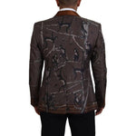 Dolce & Gabbana Bronze Monkey Print Silk Slim Jacket Blazer KOS2124-46