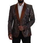 Dolce & Gabbana Bronze Monkey Print Silk Slim Jacket Blazer KOS2124-46