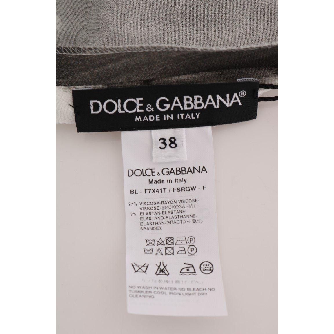 Dolce & Gabbana White Black Striped Printed Blouse Top TSH1404#2-3