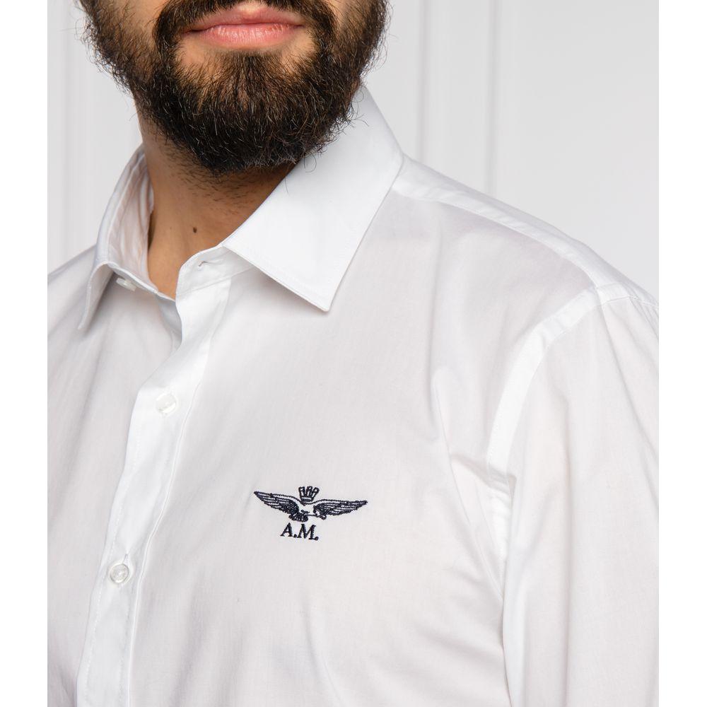 Aeronautica Militare White Cotton Men's Shirt Aeronautica Militare Light Gray