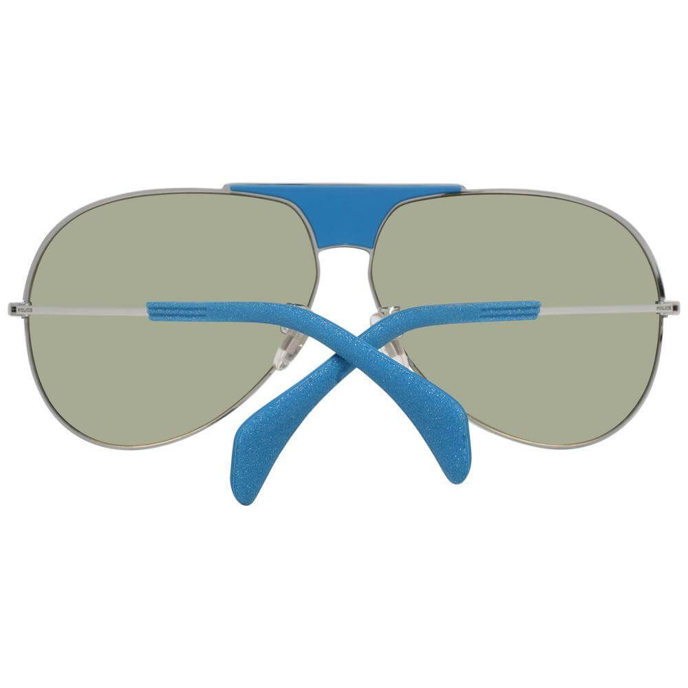 Police Blue Women's Aviator Sunglasses with Mirrored Lenses, 100% UVA & UVB Protection, Plastic Frame, Size 62-11-140