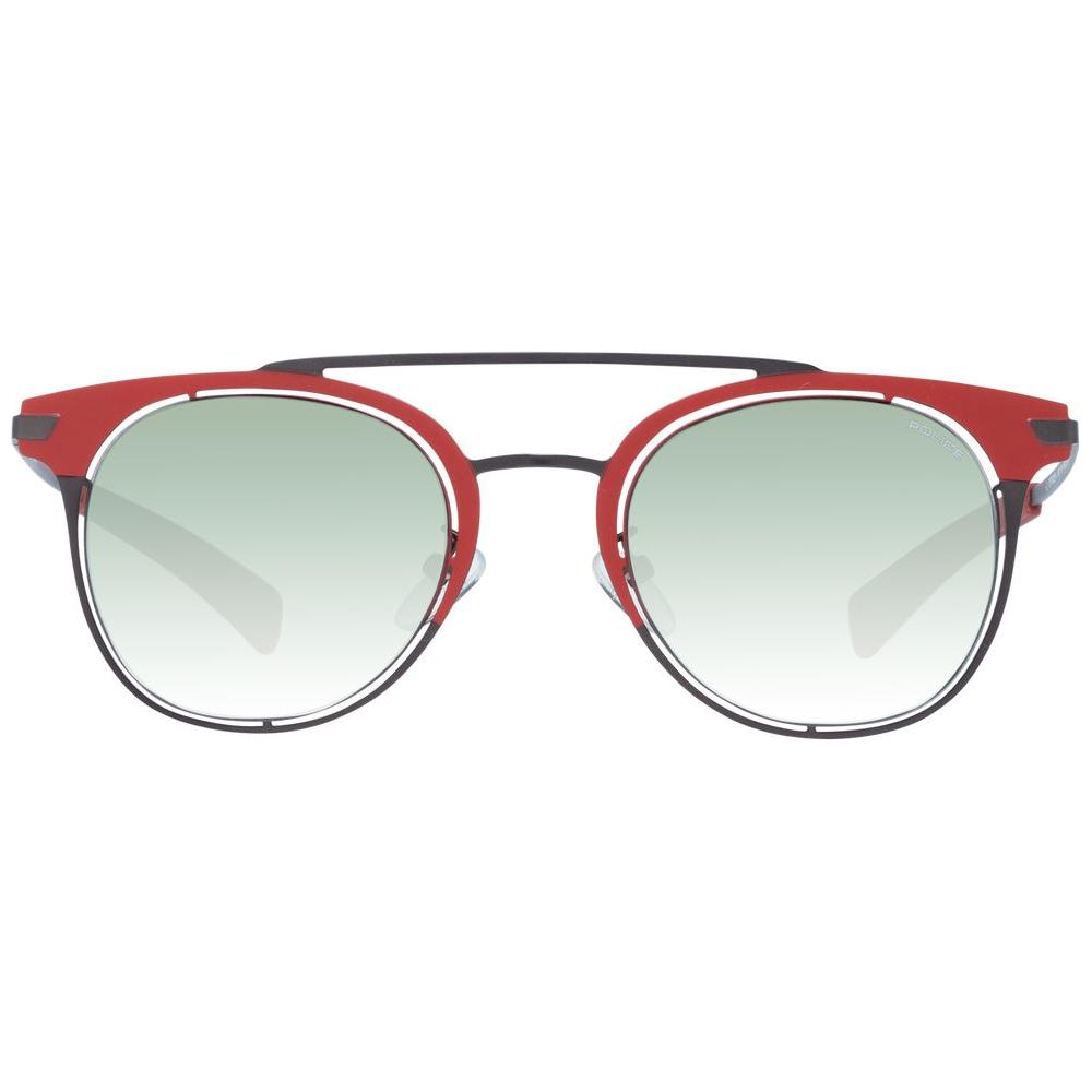 Police multicolor men's sunglasses with metal-plastic round frame, mirrored grey lenses. Full-rim, 100% UVA/UVB protection.