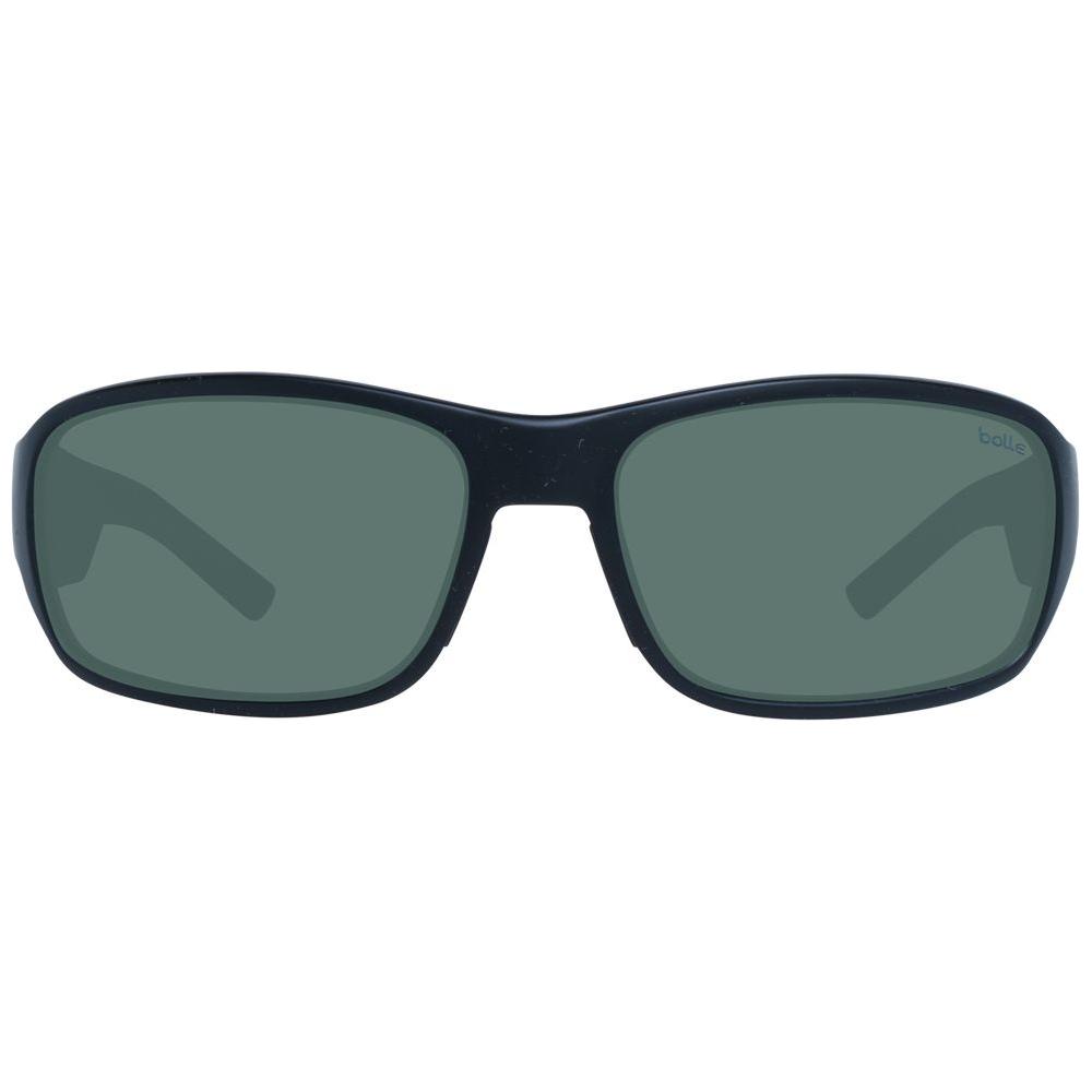 Bolle black unisex sunglasses with grey plastic lenses and full-rim black plastic frame. Rectangle style offering 100% UVA & UVB protection.