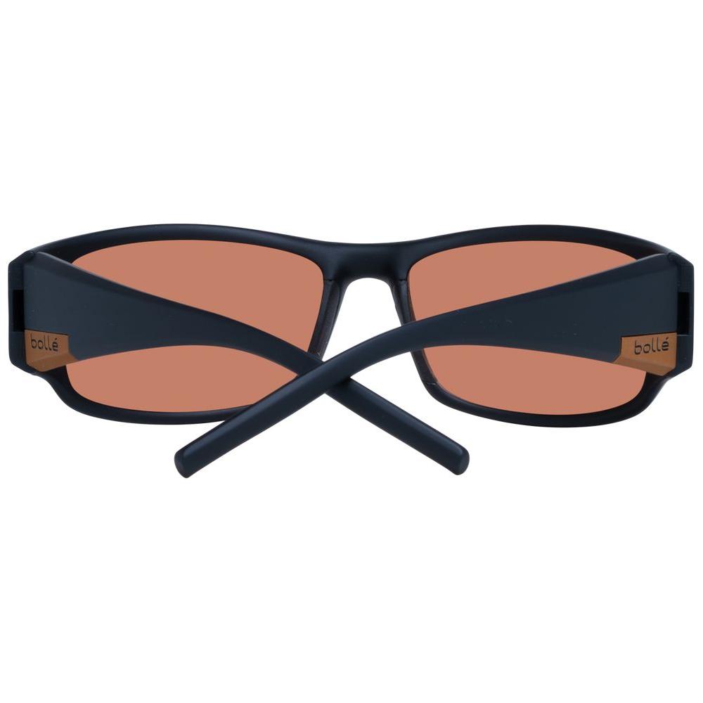 Bolle Black Unisex Sunglasses with Brown Mirrored Lenses, Full-Rim Plastic Frame, 100% UVA & UVB Protection, Size 66-18-125