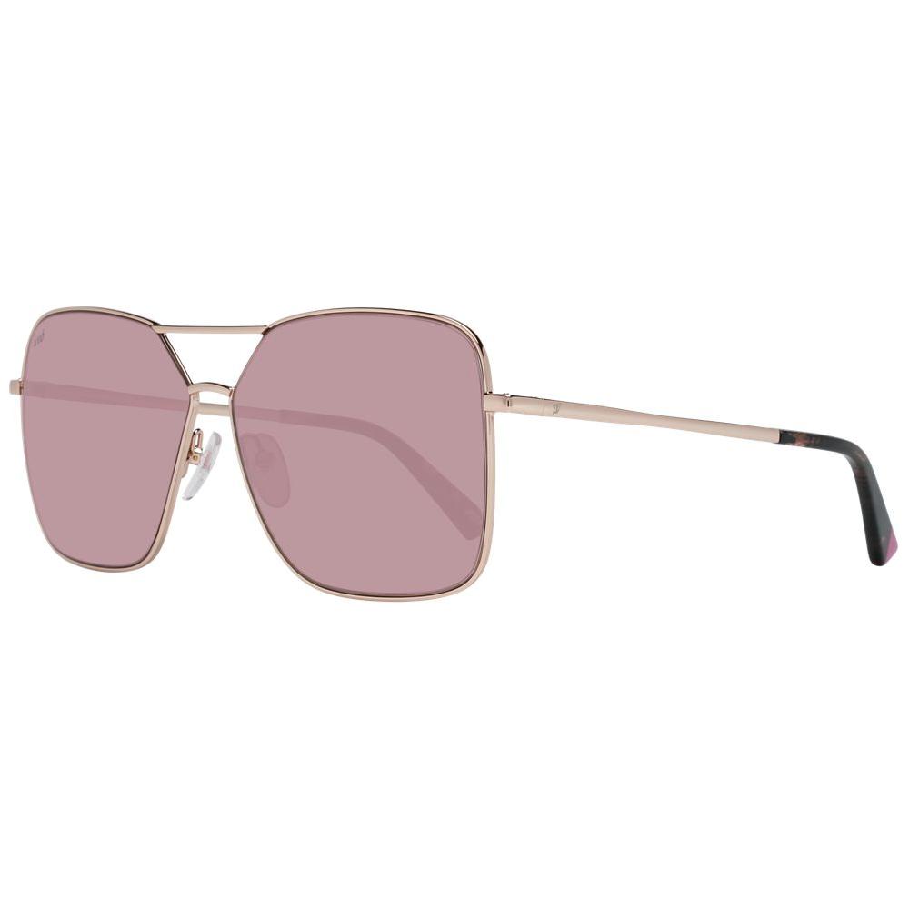 Rose Gold Women's Sunglasses with Purple Mirrored Lenses and Metal Frame, Rectangle Style, Full-Rim, 100% UVA & UVB Protection.