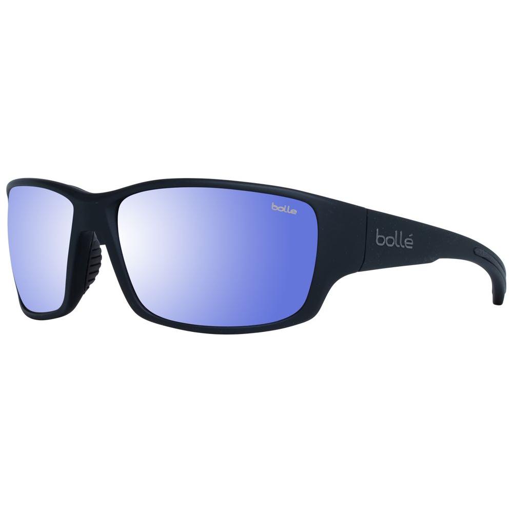 Bolle black unisex sunglasses with brown photochromatic polarized lenses, full-rim trapezium style. 100% UVA & UVB protection.