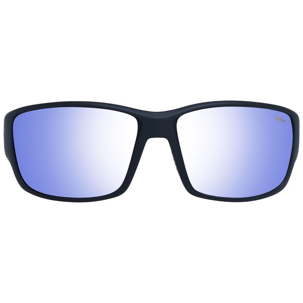 Bolle black unisex sunglasses with trapezium shape, photochromatic and polarized brown plastic lenses, 100% UVA and UVB protection.