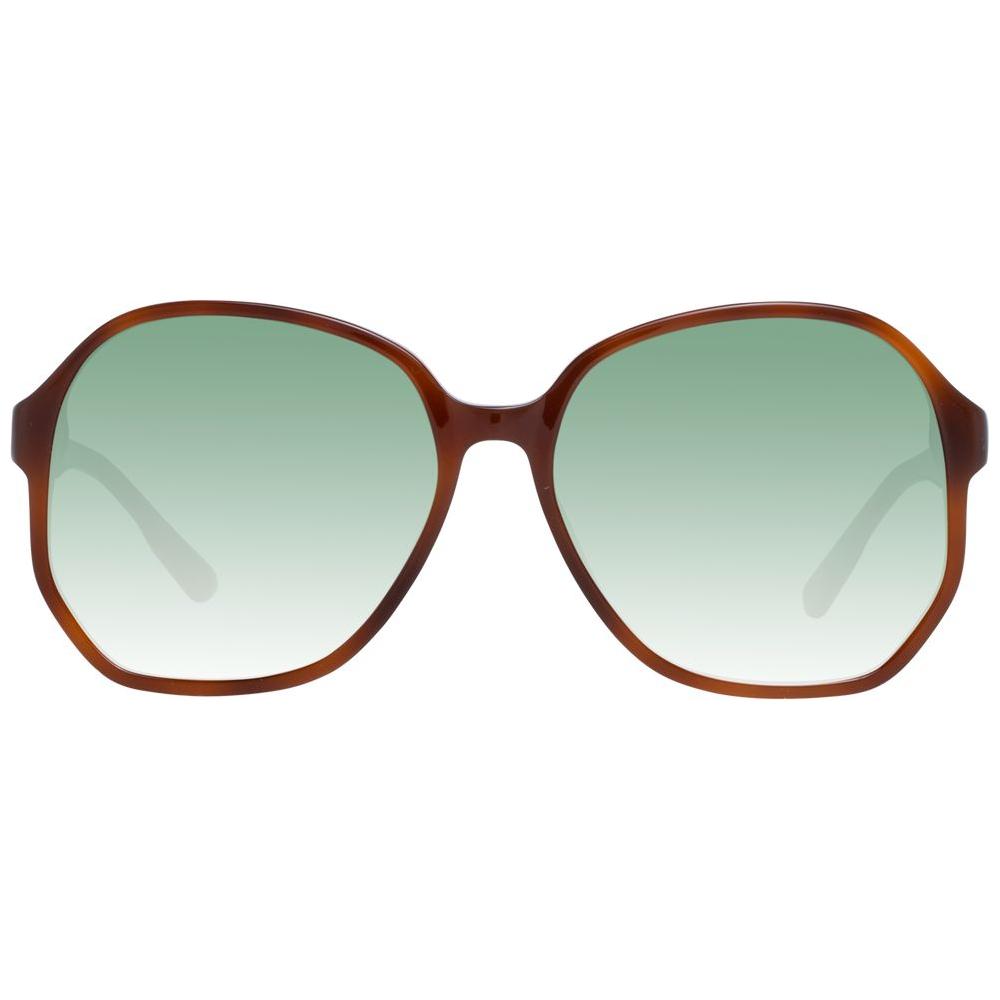 Scotch & Soda brown acetate women's sunglasses with green gradient lenses, butterfly style, full-rim, size 57-15-140.