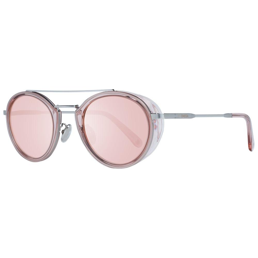 Omega pink aviator sunglasses for men with rose metal frame and burgundy mirrored lenses, providing 100% UVA & UVB protection.