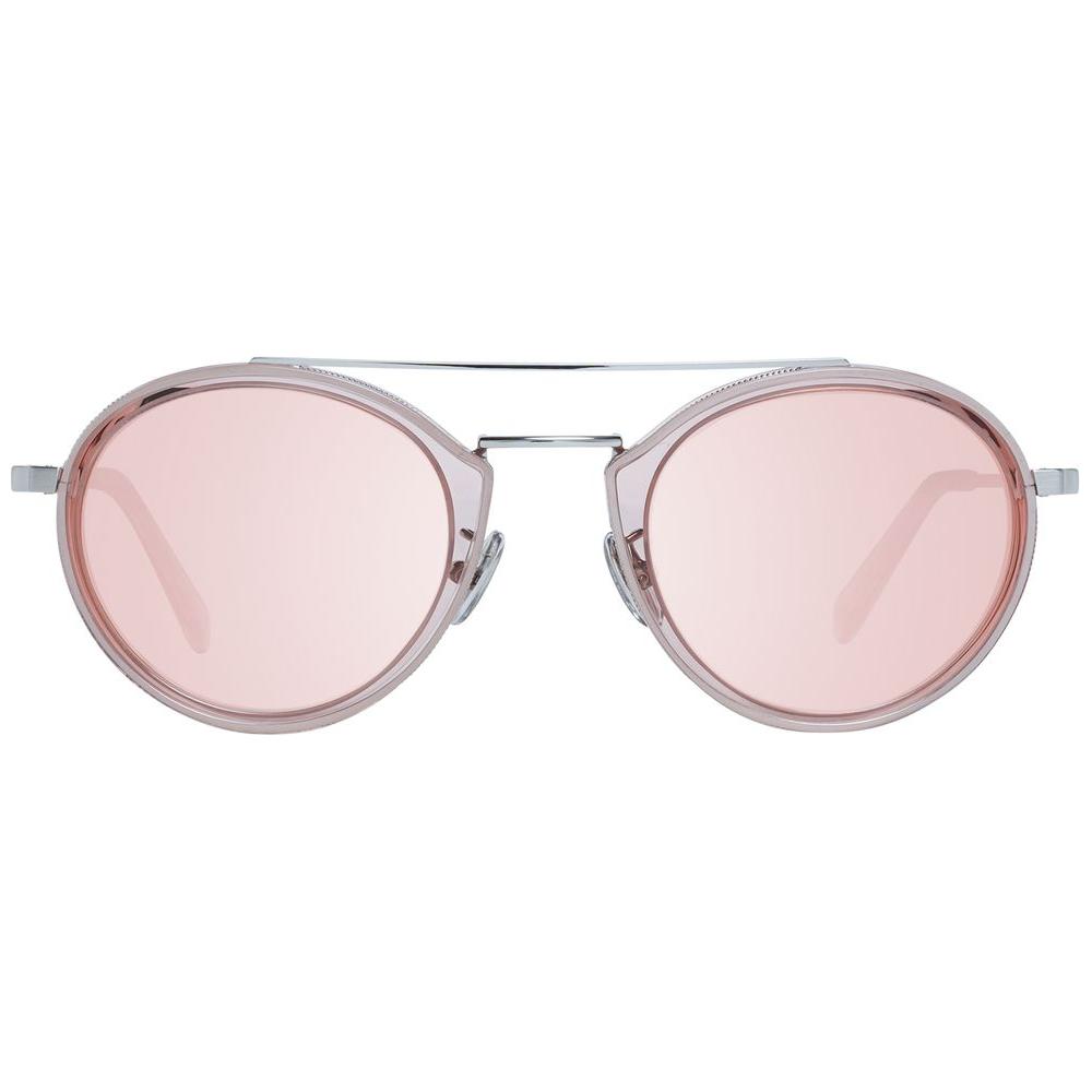 Omega pink aviator sunglasses for men with rose metal frame and mirrored burgundy lenses, full-rim style, UVA & UVB protection.