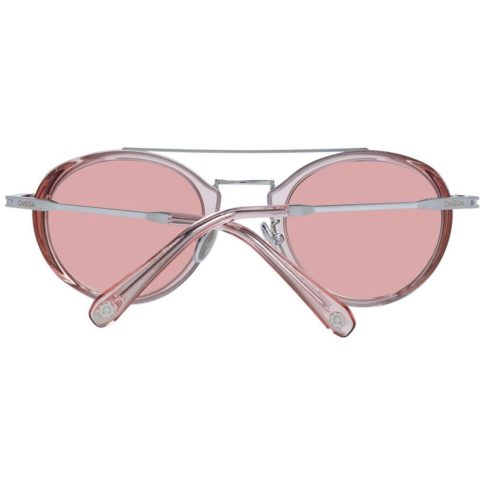 Omega pink aviator sunglasses for men with rose metal frame and mirrored burgundy lenses. UVA & UVB protection included.