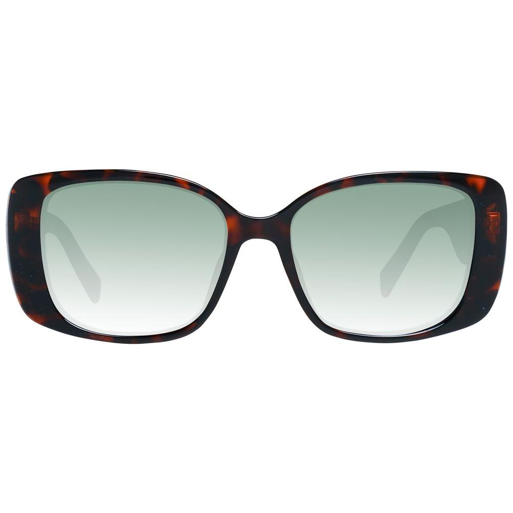 Karen Millen brown women's square sunglasses with gradient green lenses, TR90 full-rim frame, UVA & UVB protection.
