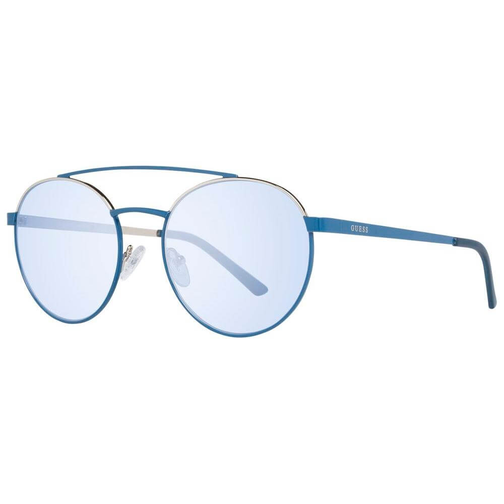 Guess men's aviator sunglasses in blue with metal and plastic frame, full-rim design, 100% UVA & UVB protection.