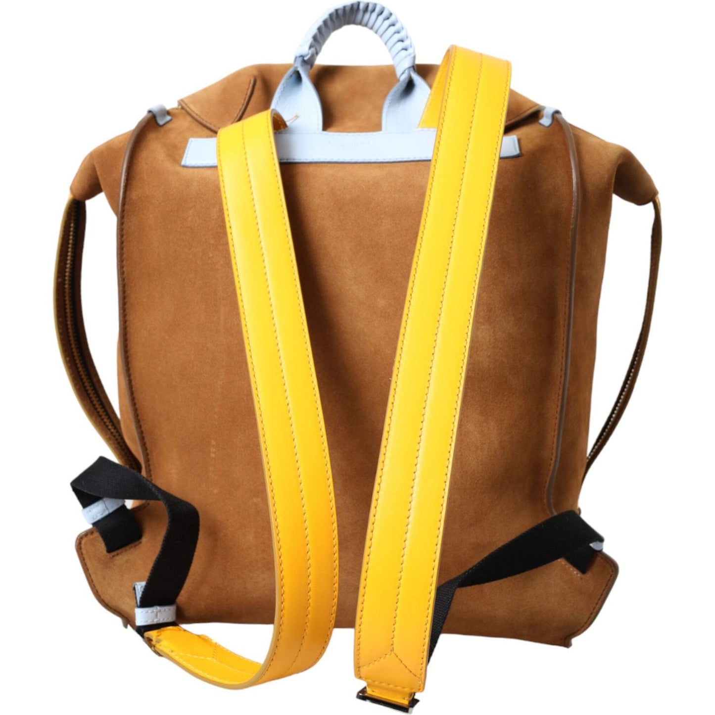 Dolce & Gabbana Brown Yellow Suede Leather Logo Backpack Bag Dolce & Gabbana Sienna