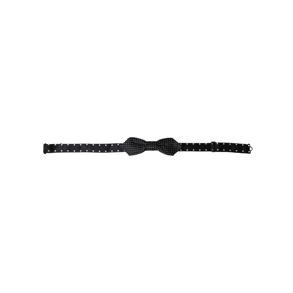 Dolce & Gabbana Black Silk Polka Dot Adjustable Neck Men Papillon Bow Tie