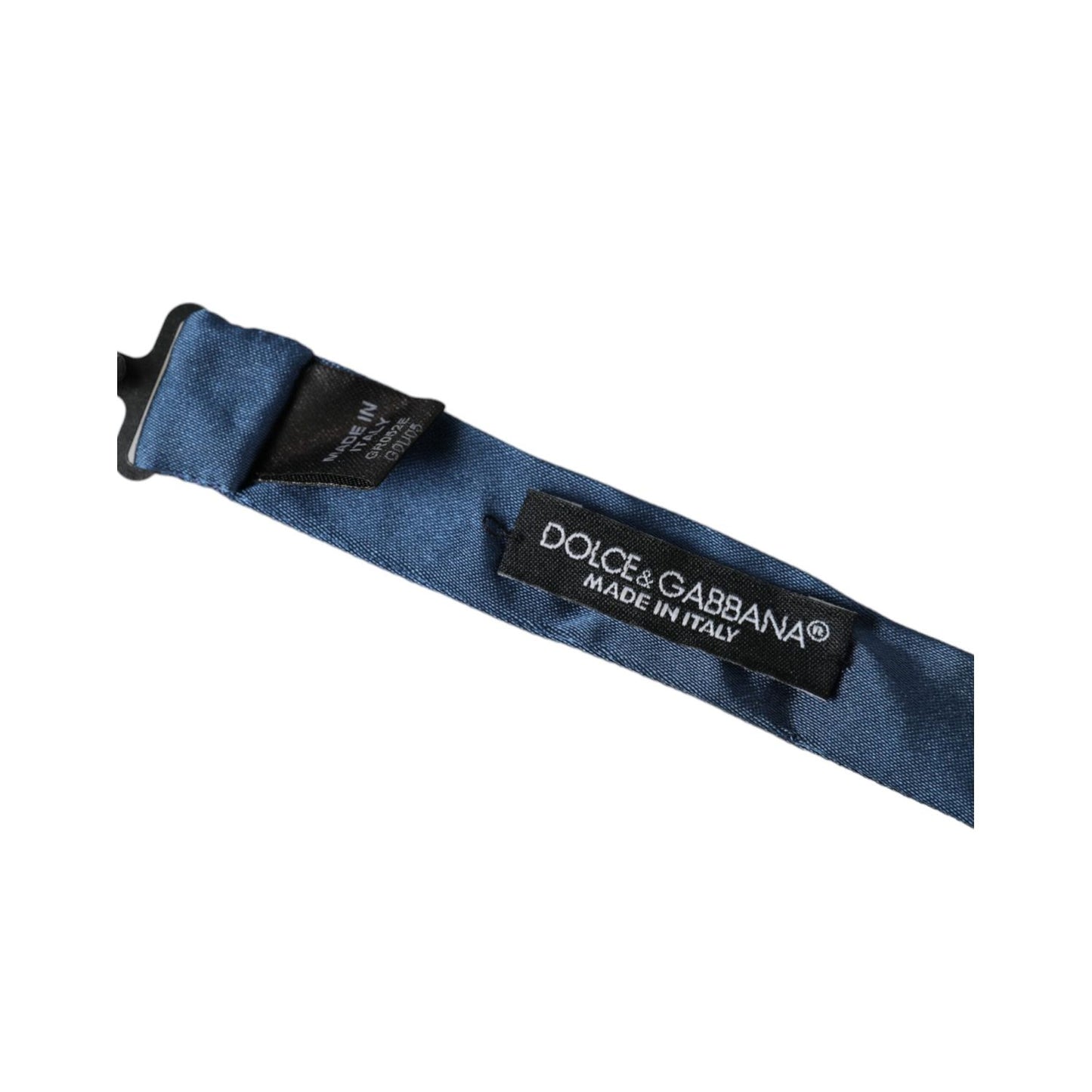 Dolce & Gabbana Blue Satin Silk Adjustable Neck Men Bow Tie FT3931