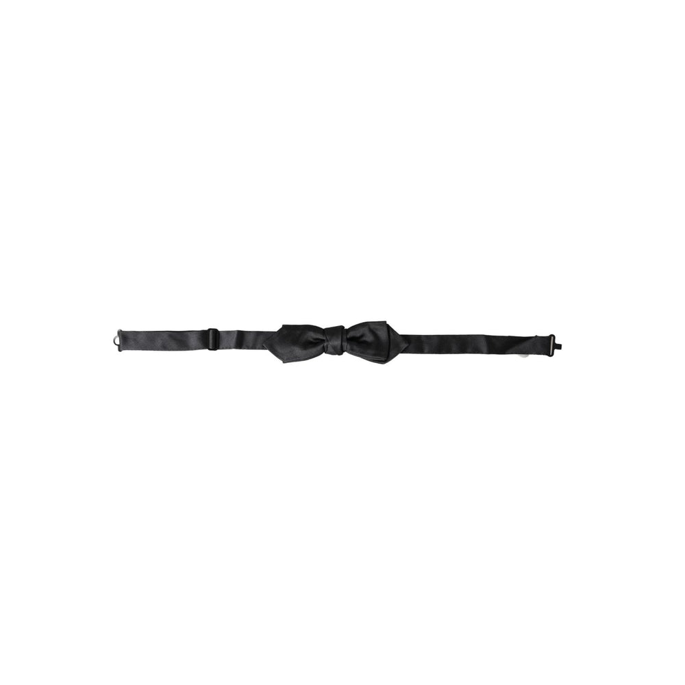 Dolce & Gabbana Black Satin Silk Adjustable Neck Men Bow Tie