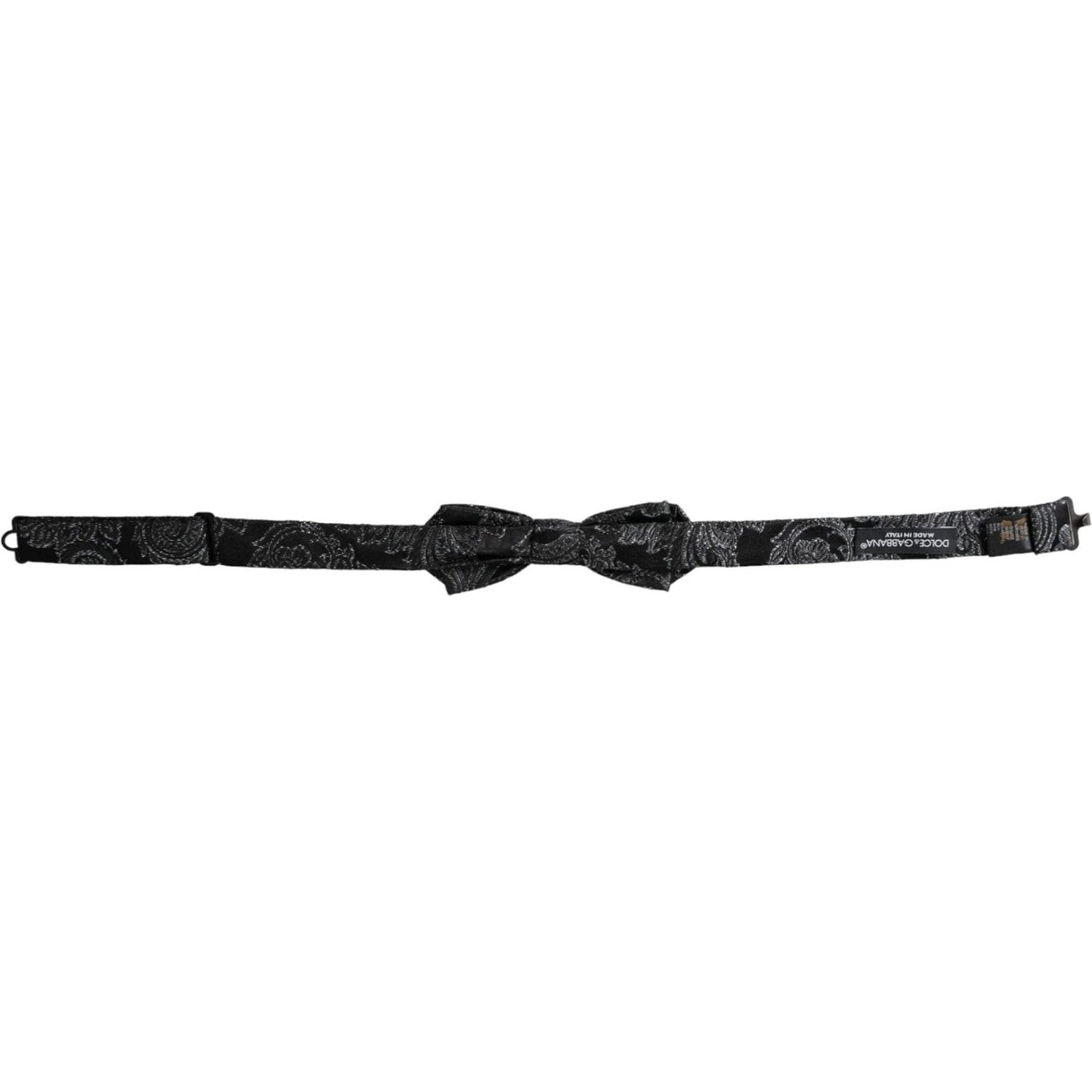 Dolce & Gabbana Black Silk Jacquard Adjustable Neck Men Bow Tie Dolce & Gabbana Dark Slate Gray