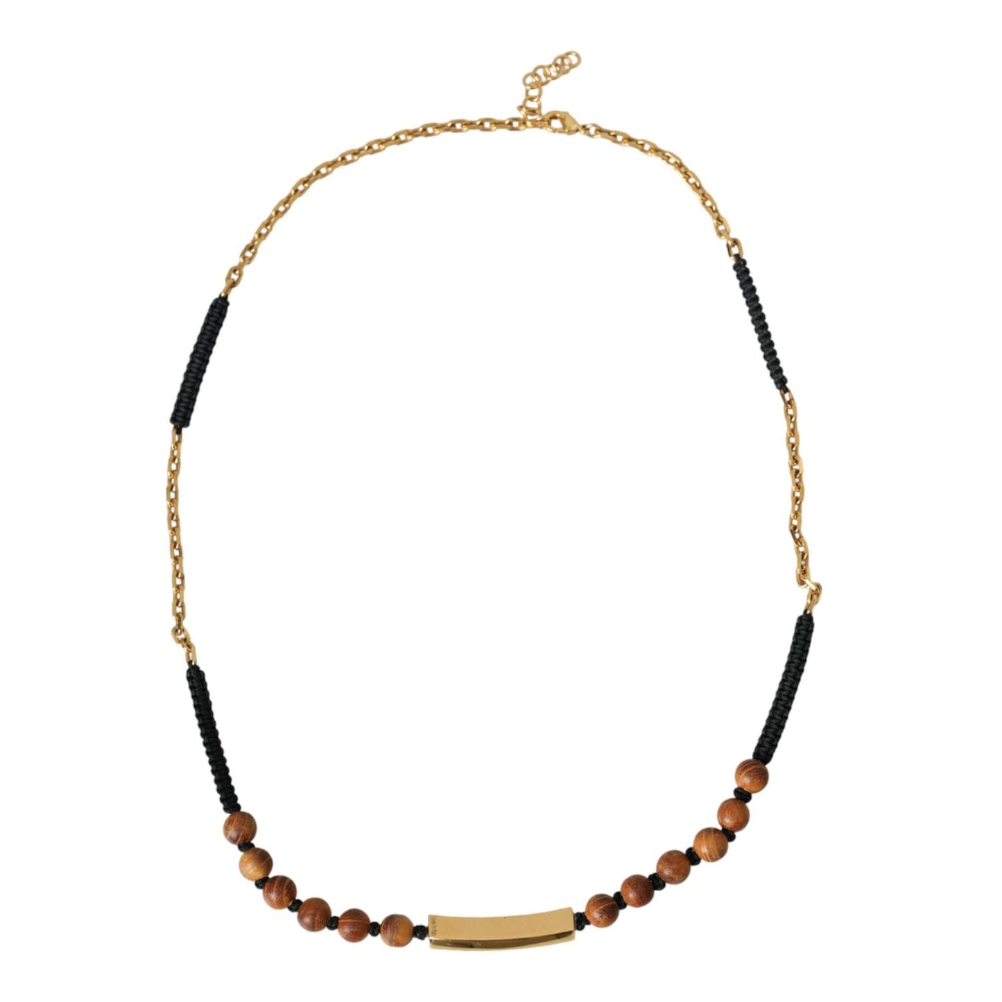 Dolce & Gabbana Black Gold Wooden Beaded Logo Pendant SMY10178