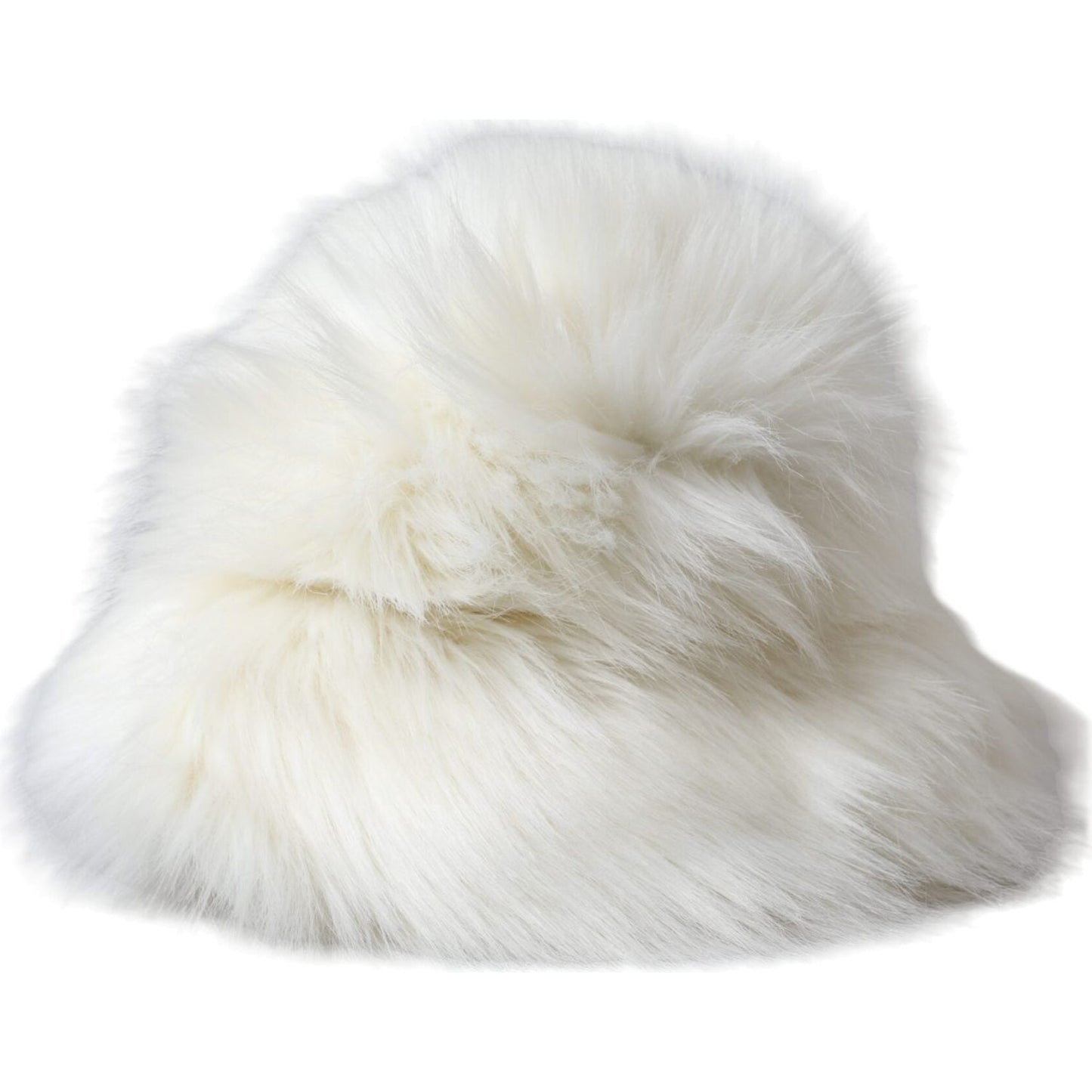 Dolce & Gabbana White Acrylic Fur Womens Bucket Hat Dolce & Gabbana Light Gray
