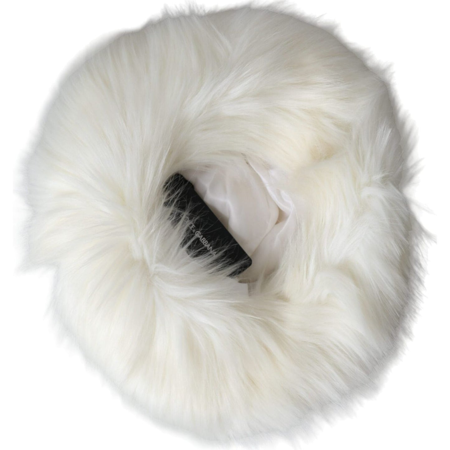 Dolce & Gabbana White Acrylic Fur Womens Bucket Hat Dolce & Gabbana Light Gray