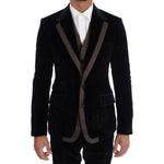 Dolce & Gabbana Blue Velvet Two Button Slim 3 Piece Suit KOS1131-4