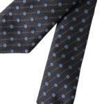 Dolce & Gabbana Black Blue Polka Dot Silk Adjustable Men Tie KRA3296
