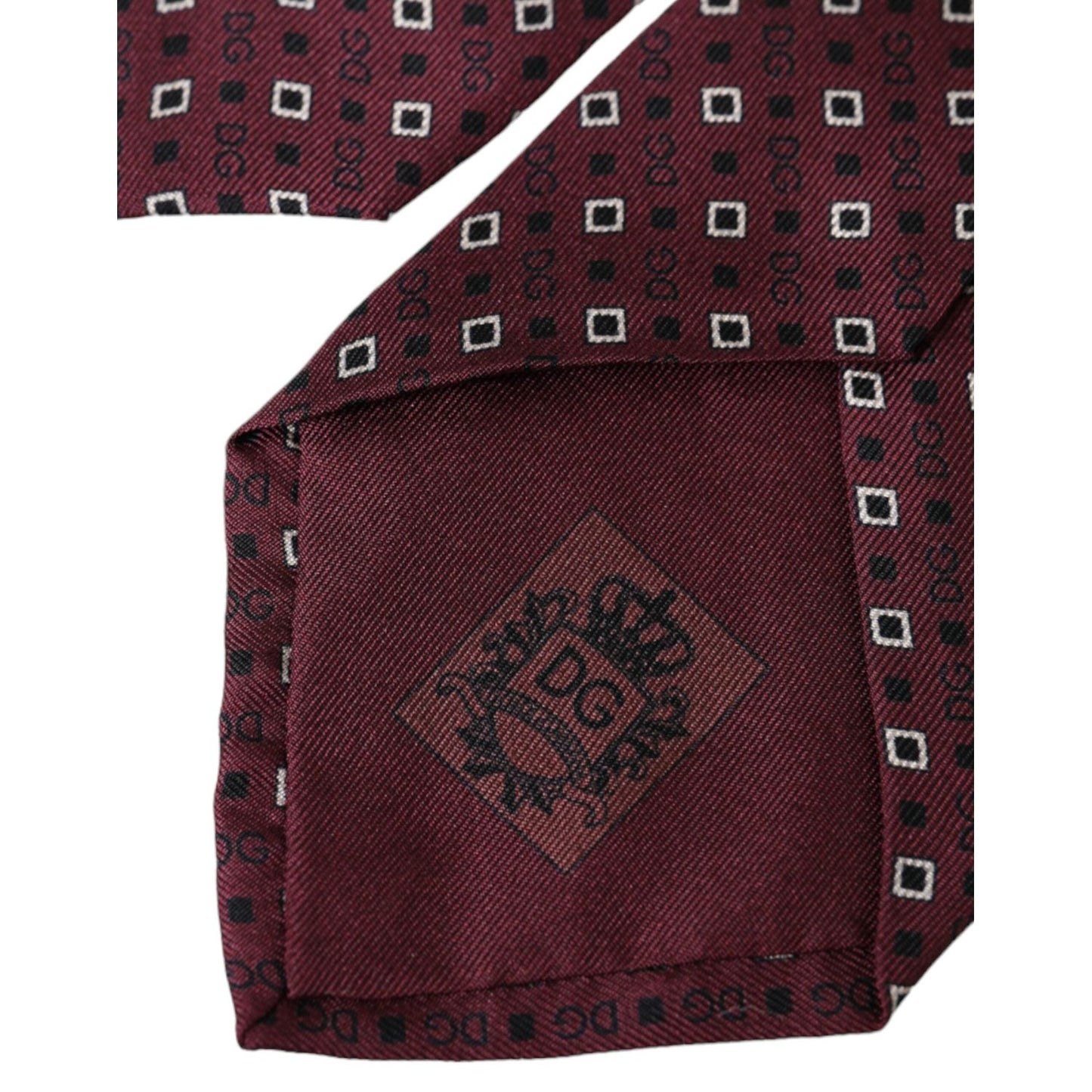 Dolce & Gabbana Maroon Silk Branded Logo Adjustable Men Tie KRA3316