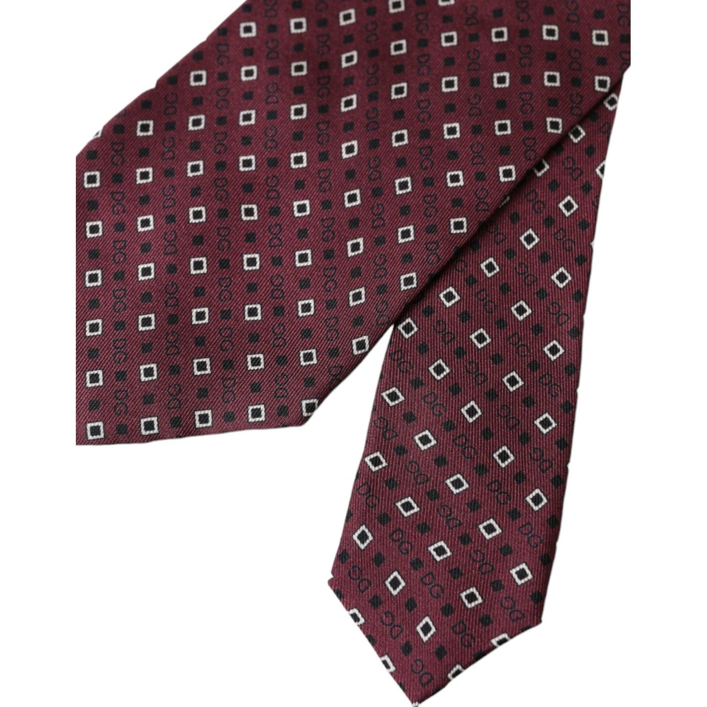 Dolce & Gabbana Maroon Silk Branded Logo Adjustable Men Tie KRA3316