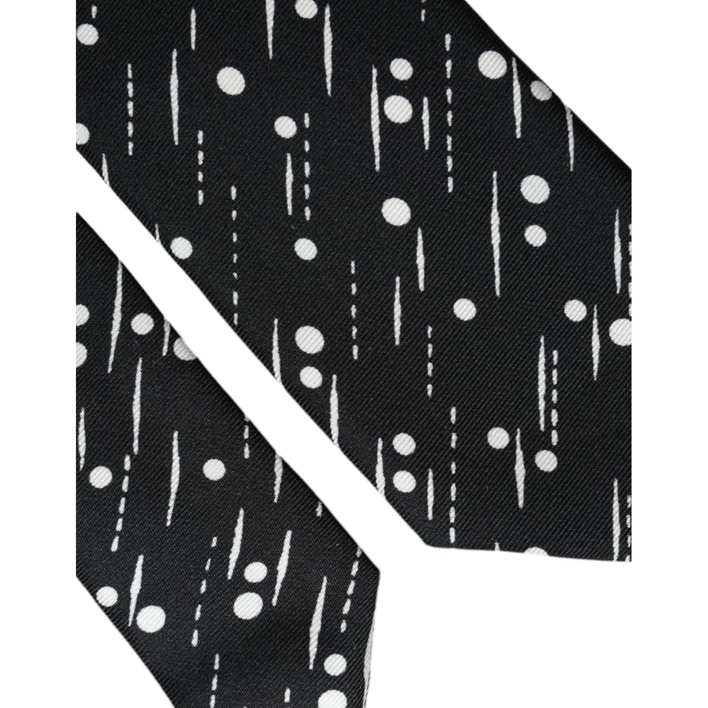 Dolce & Gabbana Black Dotted 100% Silk Adjustable Tie