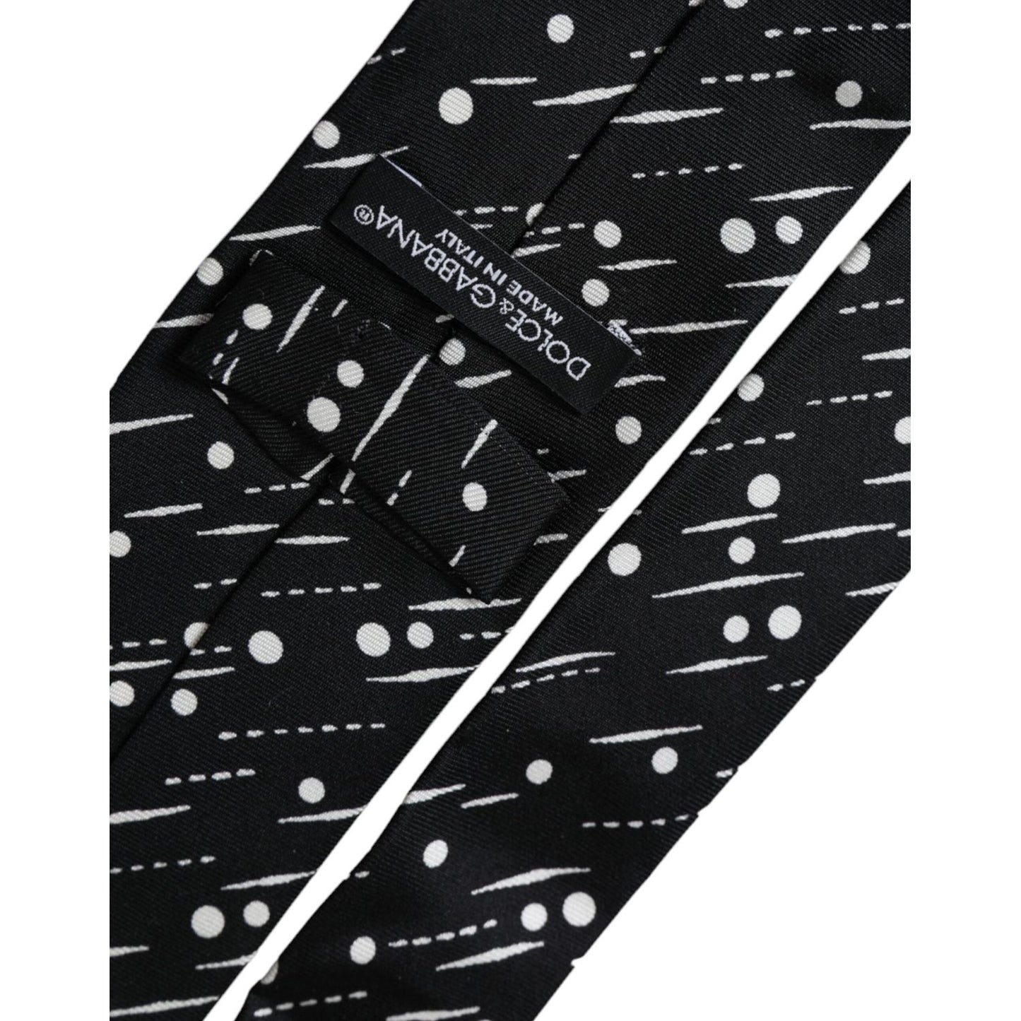 Dolce & Gabbana Black Dotted 100% Silk Adjustable Tie