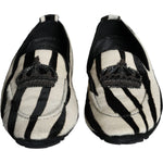 Dolce & Gabbana Black White Calf Fur Slip On Loafers Men Shoes MV5882-41