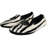 Dolce & Gabbana Black White Calf Fur Slip On Loafers Men Shoes MV5882-41