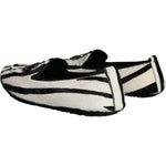 Dolce & Gabbana Black White Calf Fur Slip On Loafers Men Shoes MV5882-41