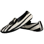 Dolce & Gabbana Black White Calf Fur Slip On Loafers Men Shoes MV5882-41