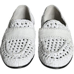 Dolce & Gabbana White Woven Leather Slip On Loafers Men Shoes MV5899-40