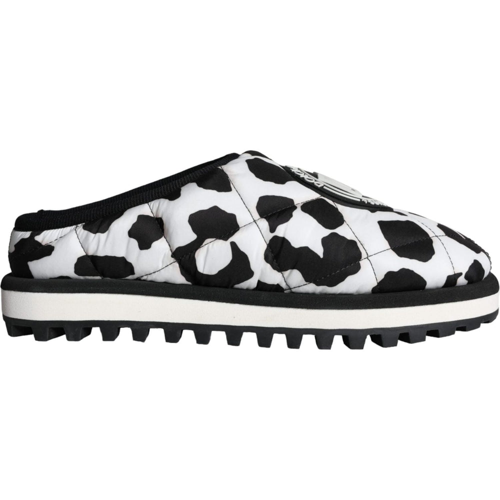 Dolce & Gabbana Black White Quilted Logo Sandals Slides Shoes MV5908-44