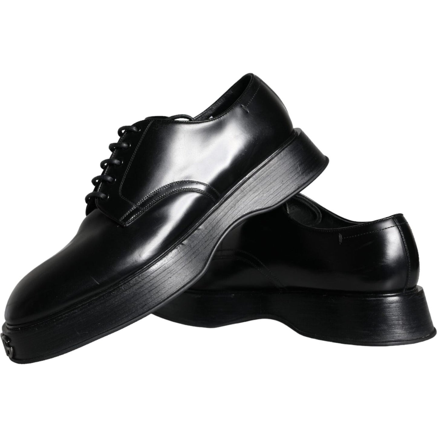 Dolce & Gabbana Black Calf Leather Derby Formal Dress Shoes MV6026-45