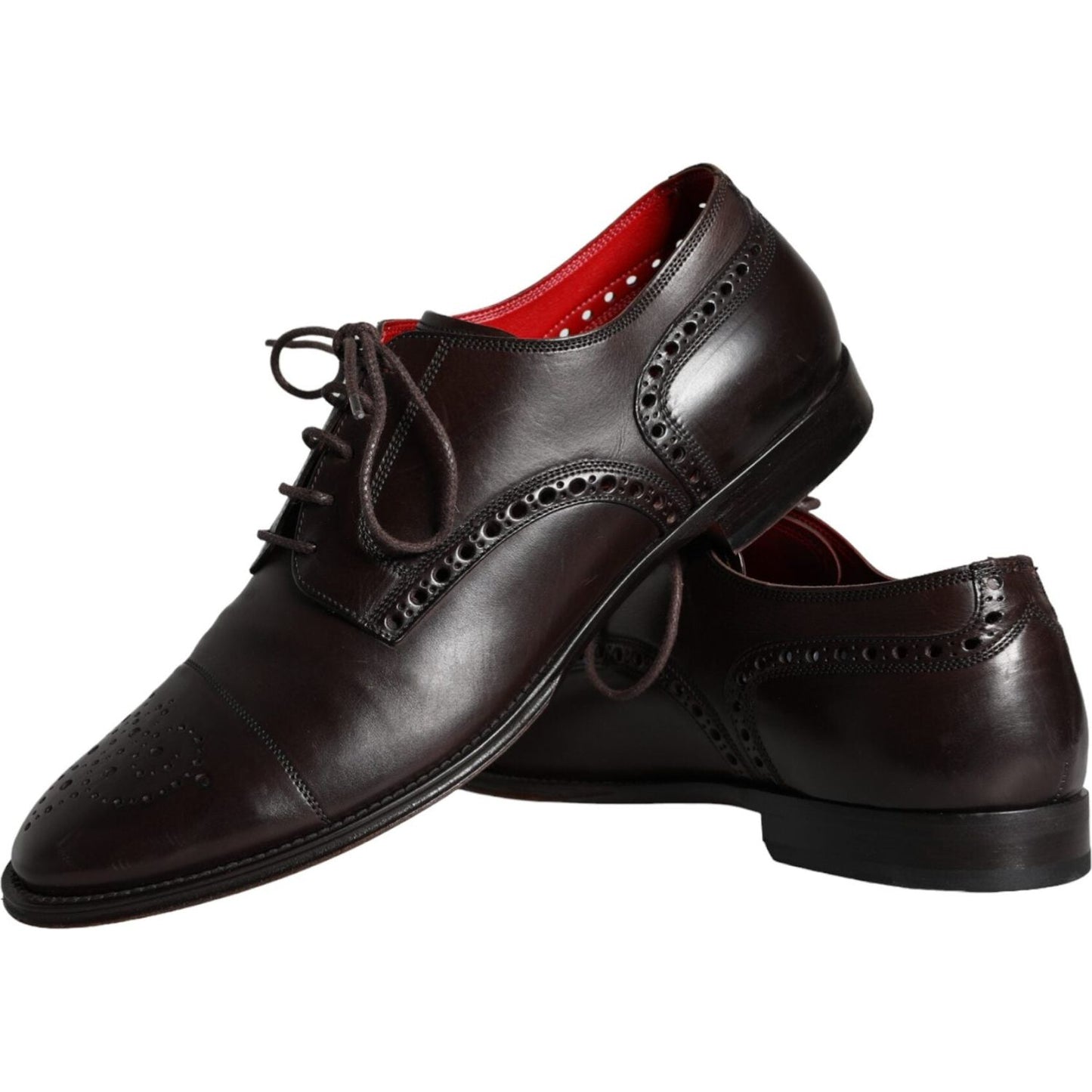 Dolce & Gabbana Brown Calfskin Leather Lace Up Oxford Shoes Dolce & Gabbana Black