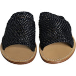 Dolce & Gabbana Black Monochrome Braided Raffia Slides Shoes MV6103-42