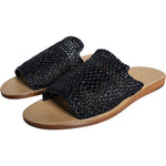 Dolce & Gabbana Black Monochrome Braided Raffia Slides Shoes MV6103-42